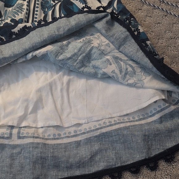 Farm Rio Linen Blend Blue And White Sundress - Picture 4 of 11